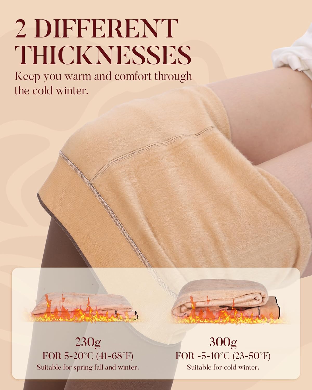 iceROSE Fleece Lined Tights Women - Sheer Black Thermal Leggings Thick Warm Pantyhose Fake Translucent Dress for Cold Winter